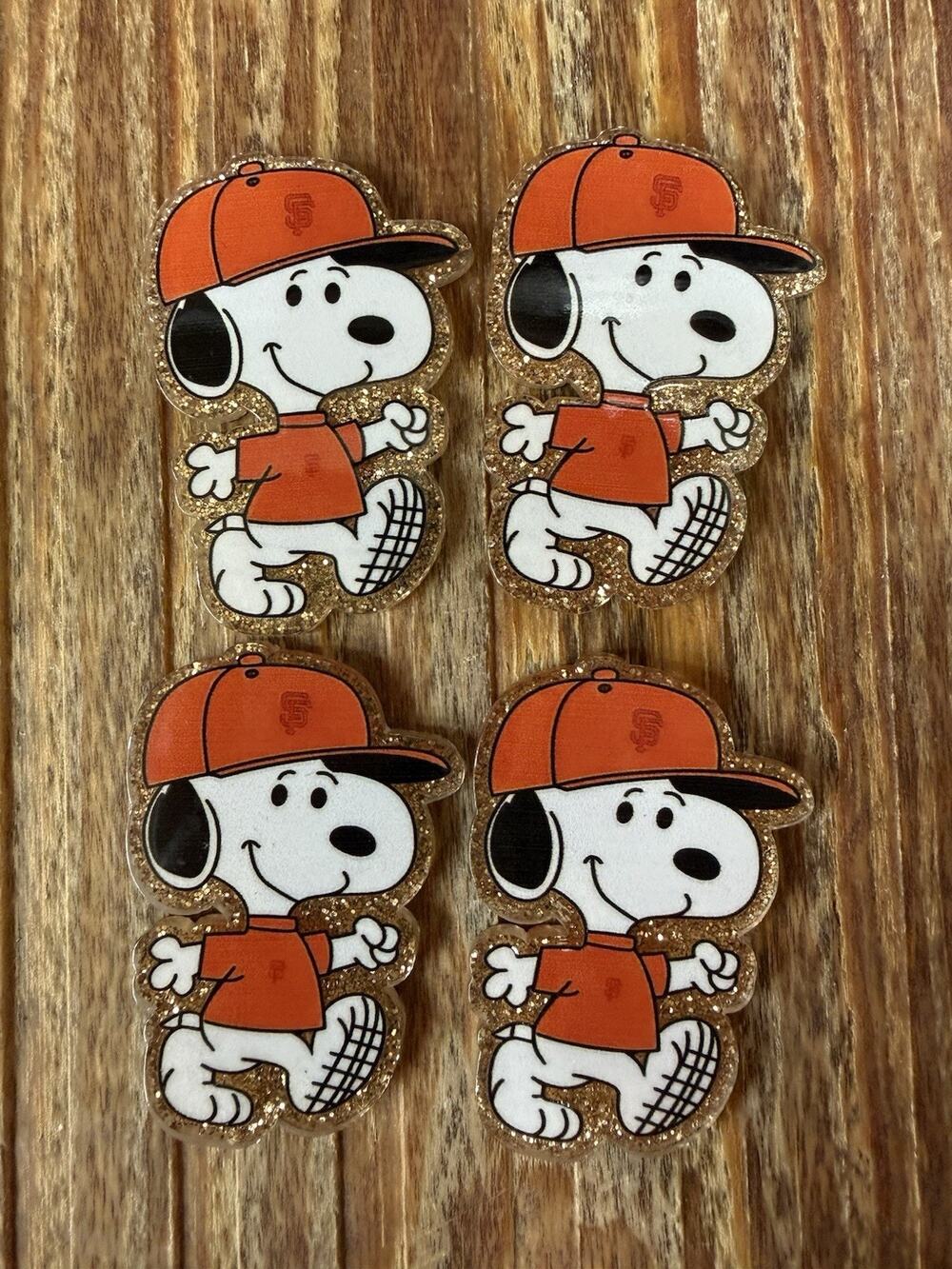 6 Pc Snoopy And Charlie Brown Acrylic Flatbacks